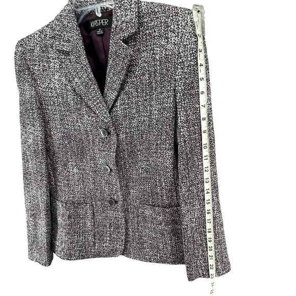 Kasper Pantsuit Set Women 4 Purple Tweed Blazer Gray Pants Office Siren Corpcore - Picture 7 of 16